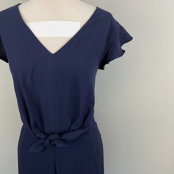 NWT JULIA JORDAN Navy Blue Flutter Sleeve Front Knot Romper Jumpsuit (14) - Picture 11 of 16